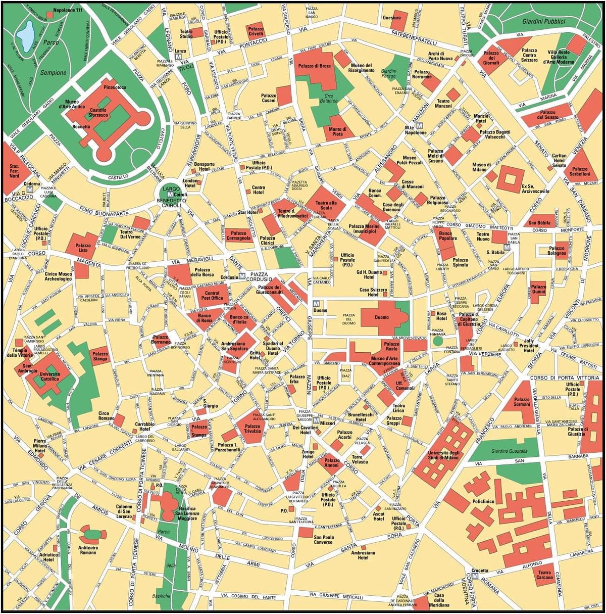 મિલાન ઇટાલી શહેર કેન્દ્ર નકશો