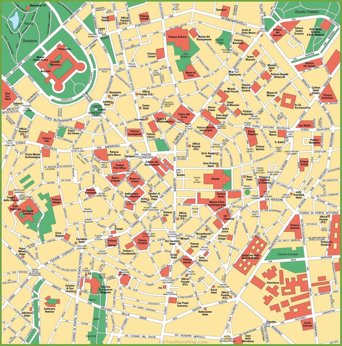 શહેર નકશો મિલાન ઇટાલી