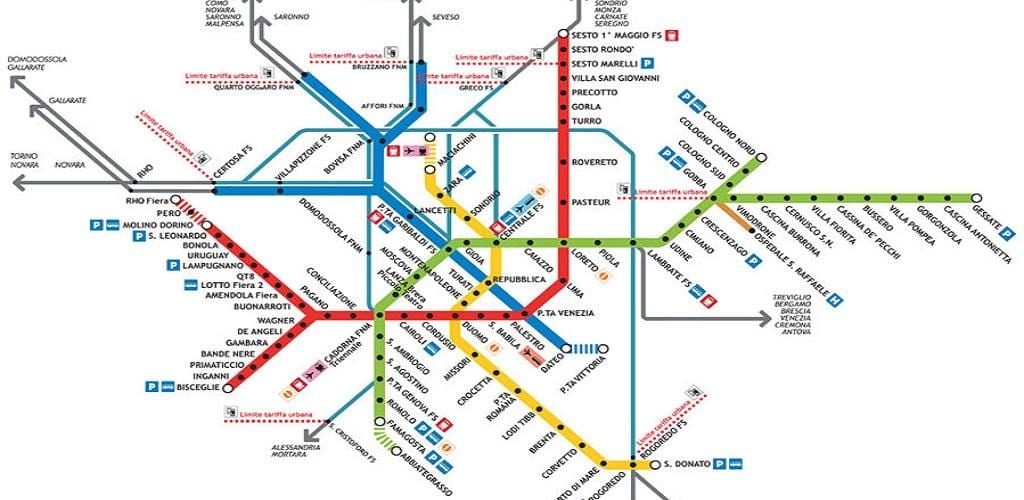 tube નકશો મિલાનો