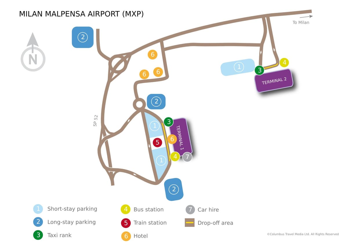 મિલાન malpensa ટર્મિનલ 1 નકશો